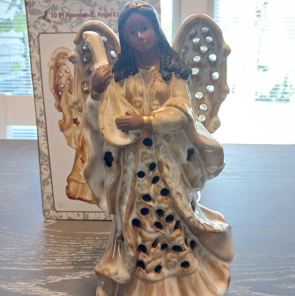 EUC Porcelain Angel lights up